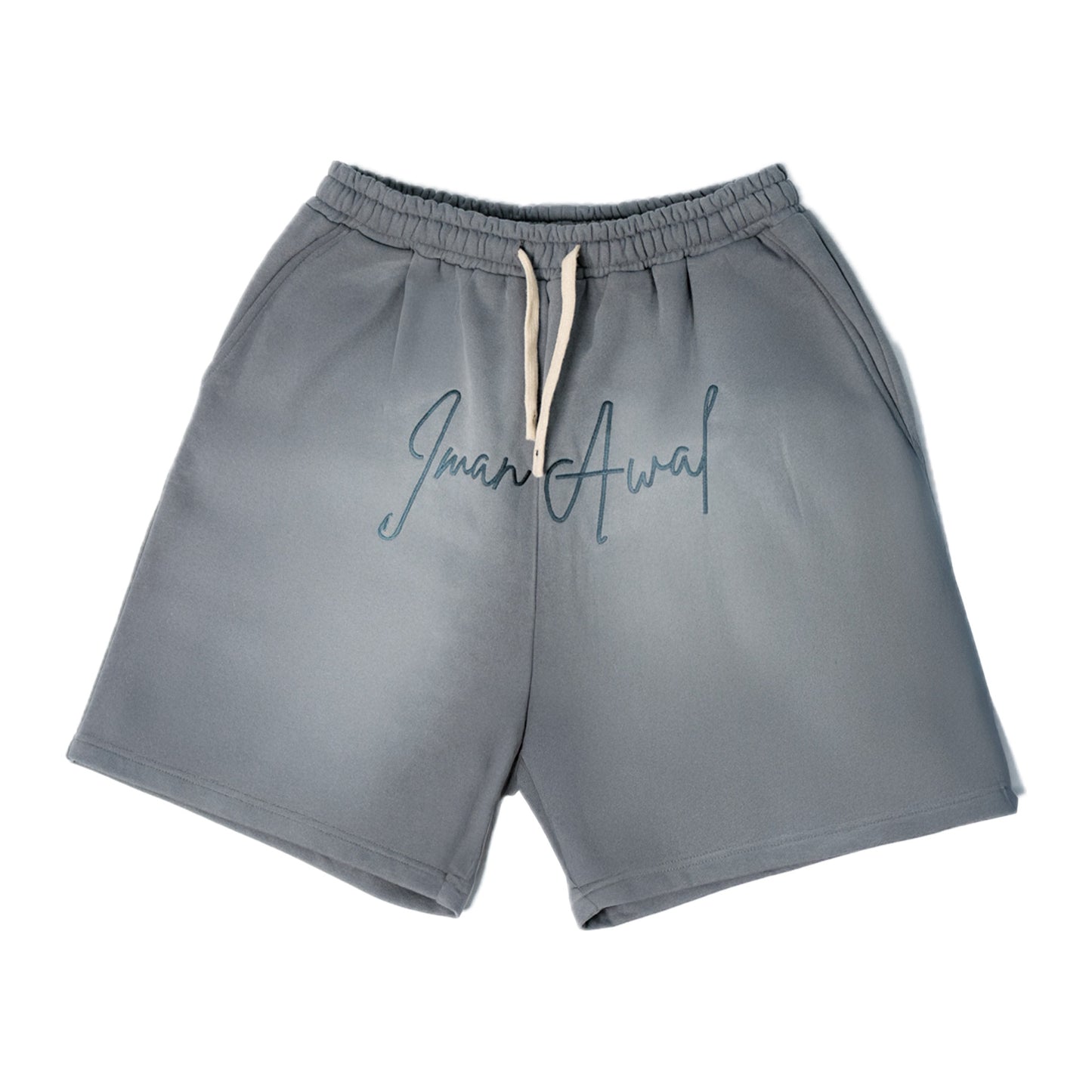 Grey IMAN AWAL Embroidery Shorts