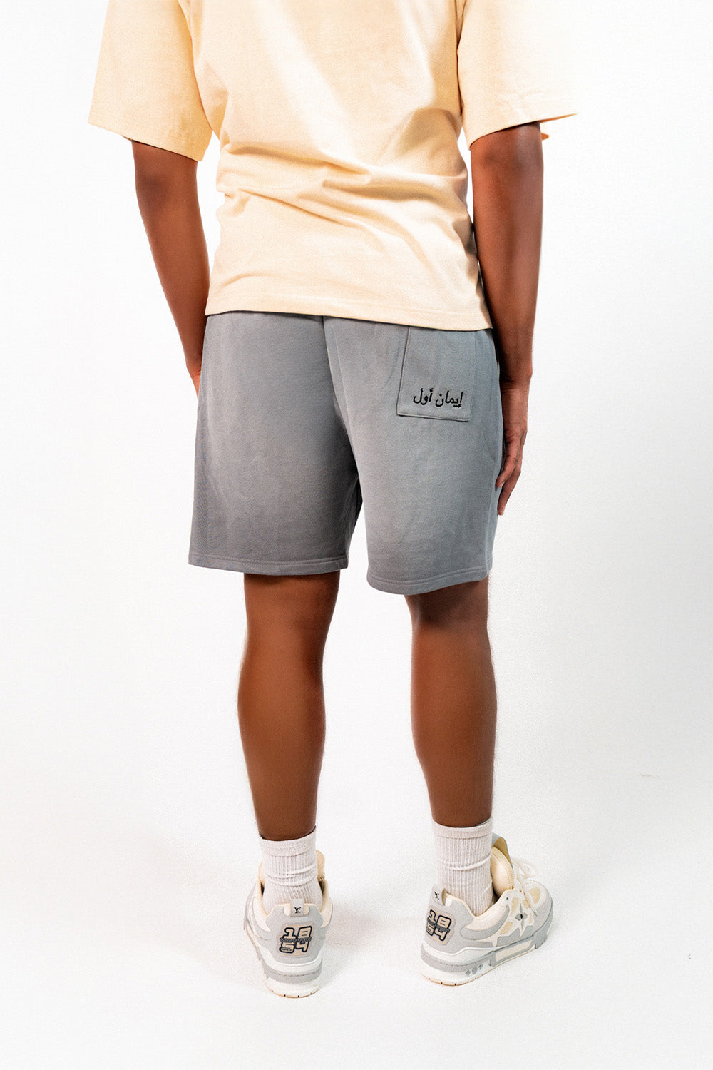 Grey IMAN AWAL Embroidery Shorts