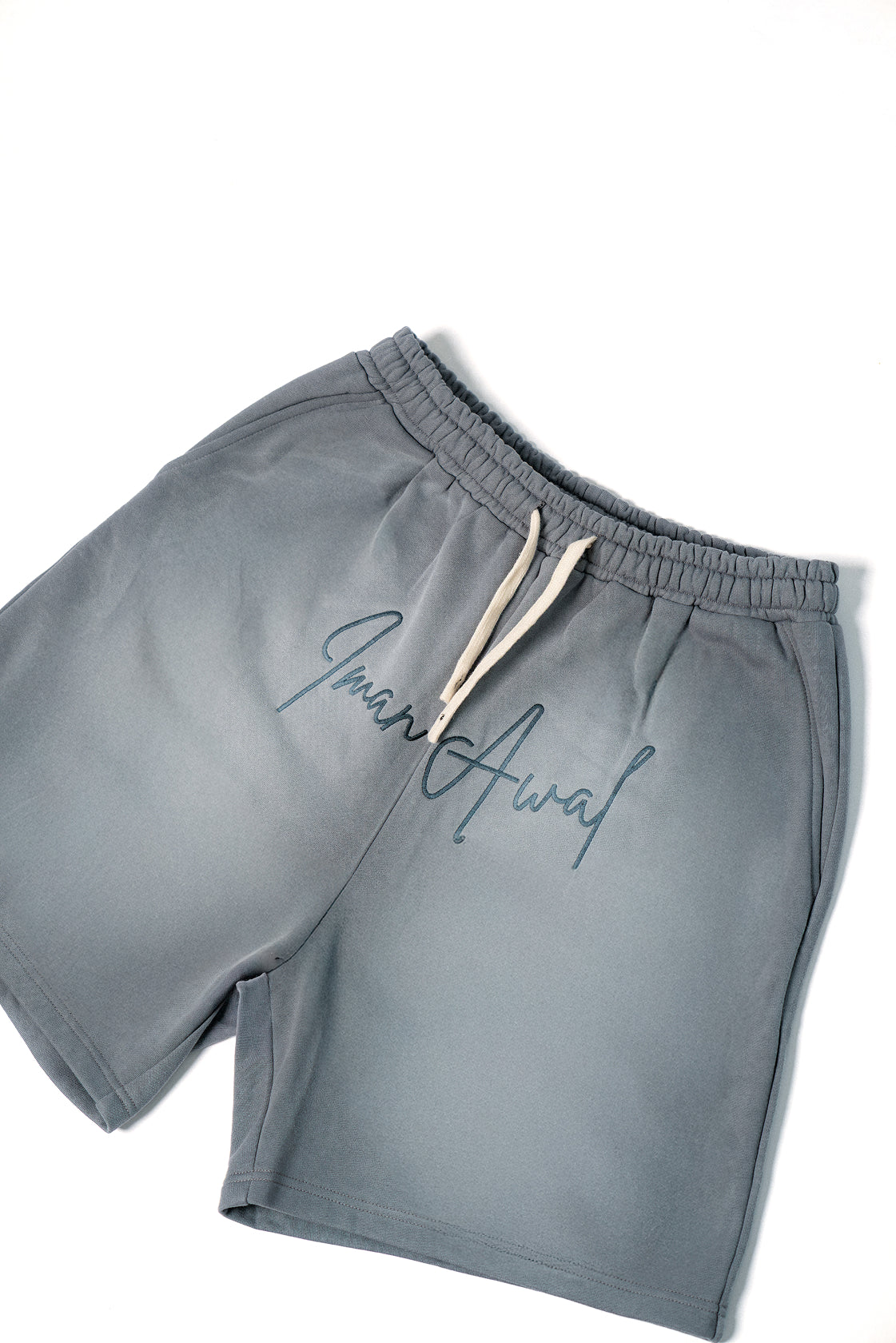 Grey IMAN AWAL Embroidery Shorts