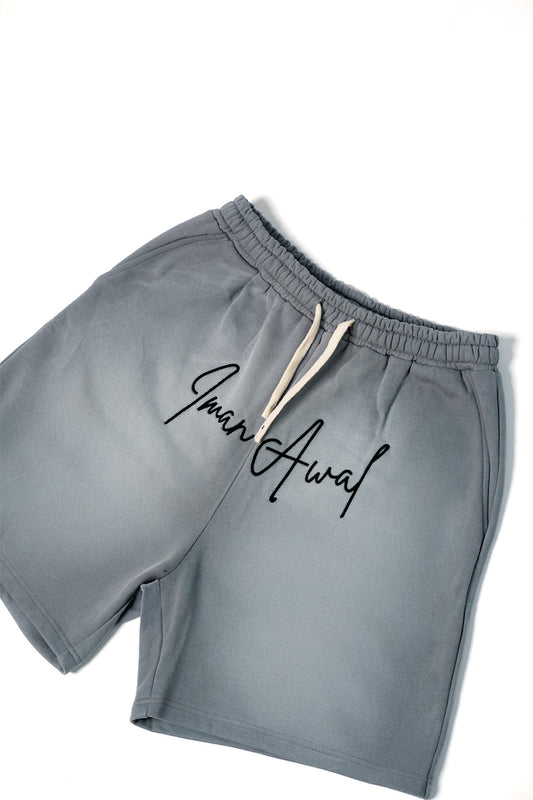 Grey IMAN AWAL Embroidery Shorts