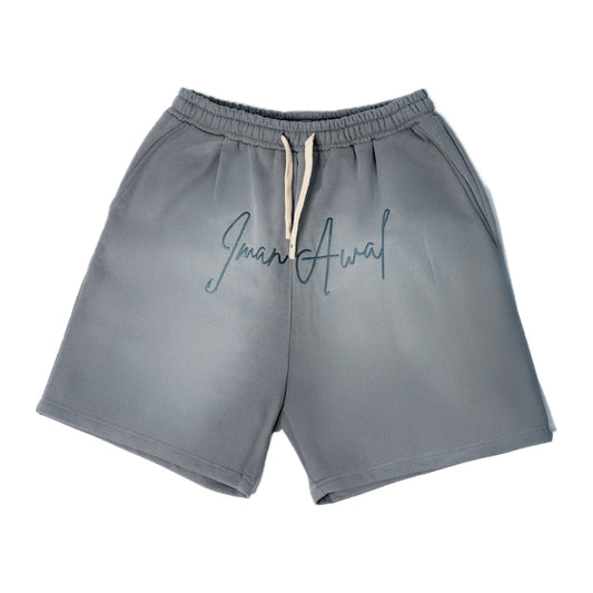 Grey IMAN AWAL Embroidery Shorts