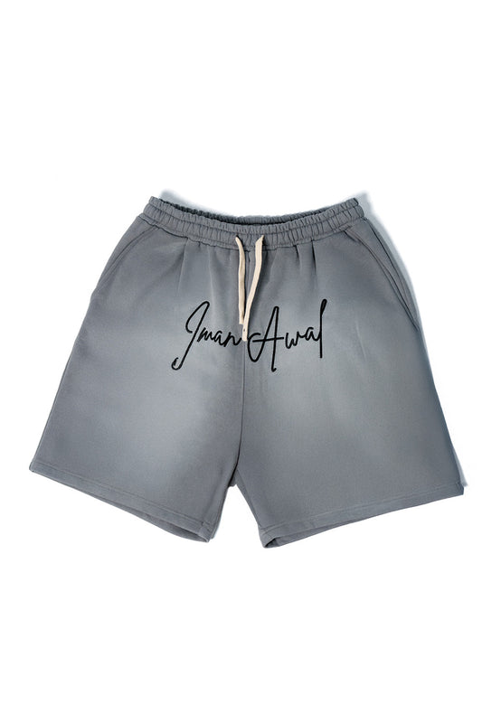 Grey IMAN AWAL Embroidery Shorts